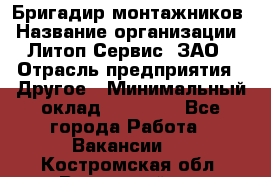 Бригадир монтажников › Название организации ­ Литоп-Сервис, ЗАО › Отрасль предприятия ­ Другое › Минимальный оклад ­ 23 000 - Все города Работа » Вакансии   . Костромская обл.,Вохомский р-н